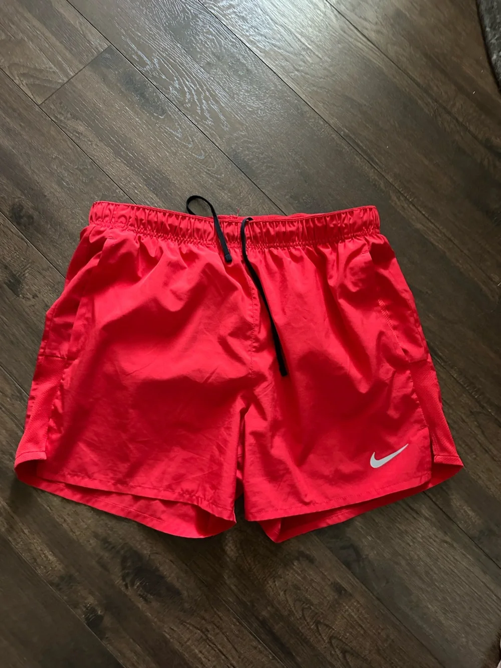 Nike Men’s Red Athletic Running Shorts with Black Drawcord